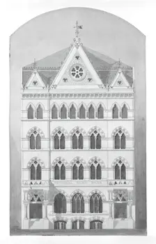 National Park Bank, New York City, New York, Competition Design Drawing, c. 1866. Creator: Peter Bonnett Wight