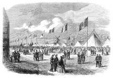 National Rifle Association meeting at Wimbledon: general view of the ground and tents, 1861. Creator: Unknown