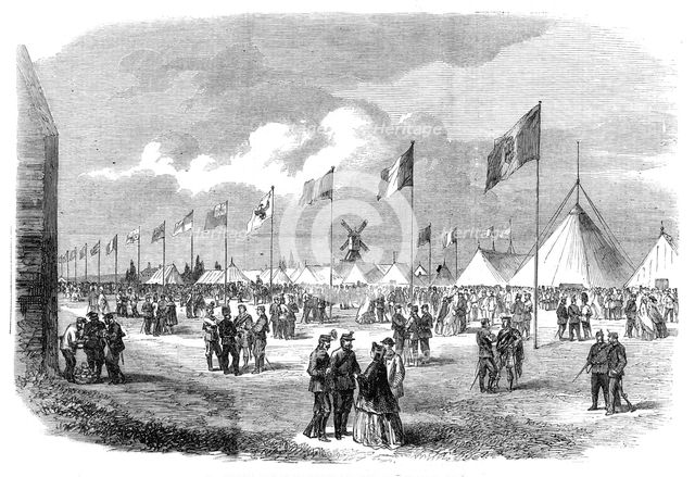 National Rifle Association meeting at Wimbledon: general view of the ground and tents, 1861. Creator: Unknown.