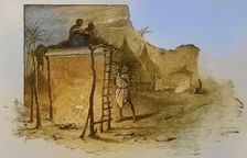 Native mode of securing protection from mosquitoes, Morfil Island, Senegal, Africa, 19th century. Creator: Unknown