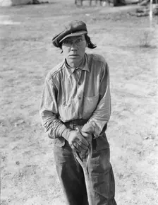 Native of Indiana in a migratory labor contractor's camp, Calipatria (vicinity), California., 1937. Creator: Dorothea Lange