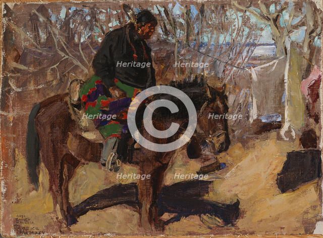 Native American on Horseback, 1925. Creator: Akseli Gallen-Kallela.