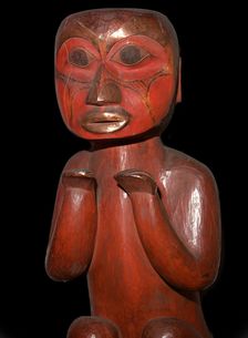 Native American carved wooden figure of a man, 19th century