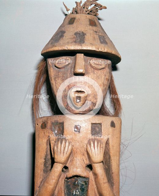Native American carved wooden figure. Artist: Unknown