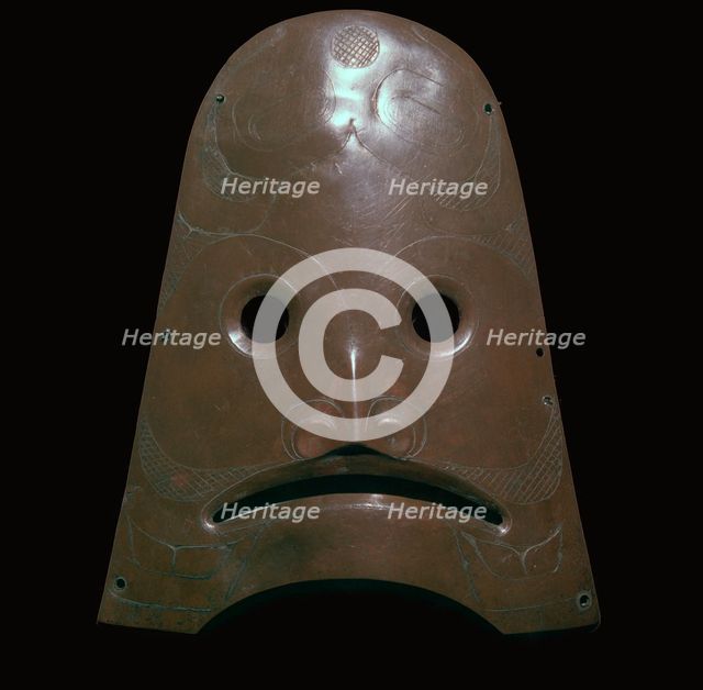 Native American copper mask representing a killer whale, 19th century. Artist: Unknown