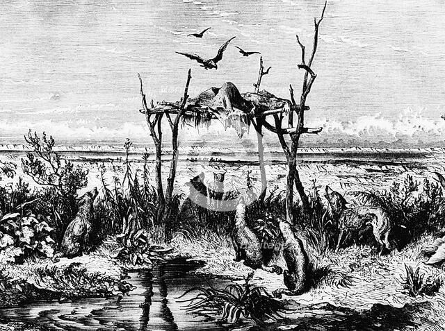 Native American funeral customs, c1870. Artist: Unknown