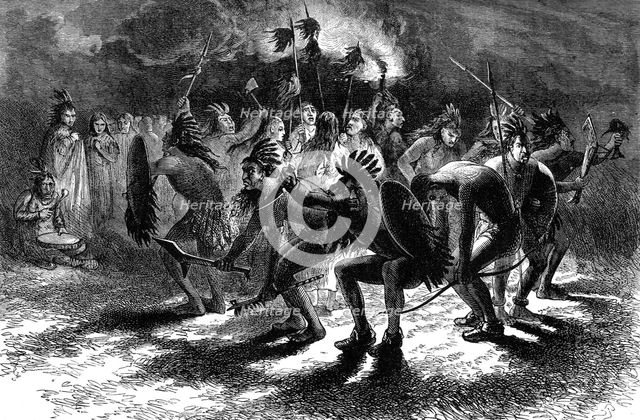 Native American scalp dance, c17th century (c1880). Artist: Unknown