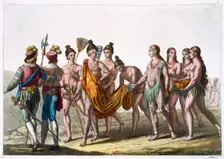 Native American widows approach their chief for permission to remarry, c1820-1839. Creator: Gallo Gallina