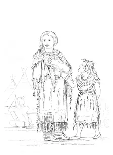 Native American woman and child, 1841.Artist: Myers and Co