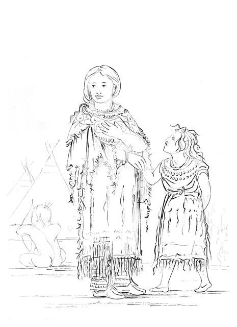 Native American woman and child, 1841.Artist: Myers and Co