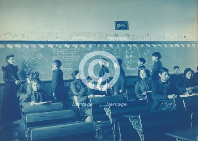 Native Americans during mathematics class at Indian School, Carlisle, Pennsylvania, 1901. Creator: Frances Benjamin Johnston.