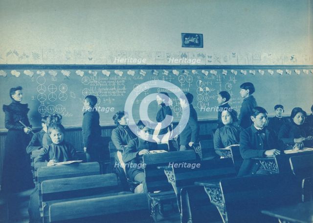 Native Americans during mathematics class at Indian School, Carlisle, Pennsylvania, 1901. Creator: Frances Benjamin Johnston.