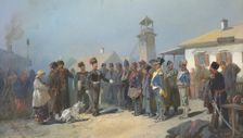 Native Ancestors of the Siberian Cossacks Polish Prisoners in Napoleon's Army Enlisting..., 1813. Creator: Nikolay Nikolaevich Karazin