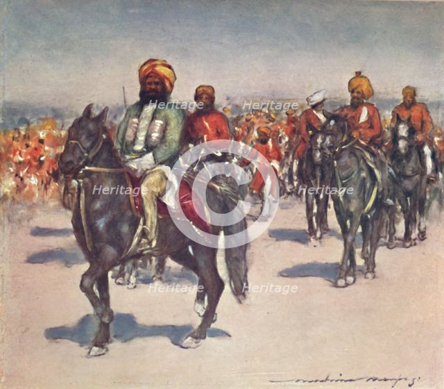 'Native Horsemen in the Review of Native Retainers', 1903. Artist: Mortimer L Menpes.