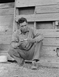 Native Texan farmer on relief, Goodliet, Hardeman County, Texas, 1938. Creator: Dorothea Lange