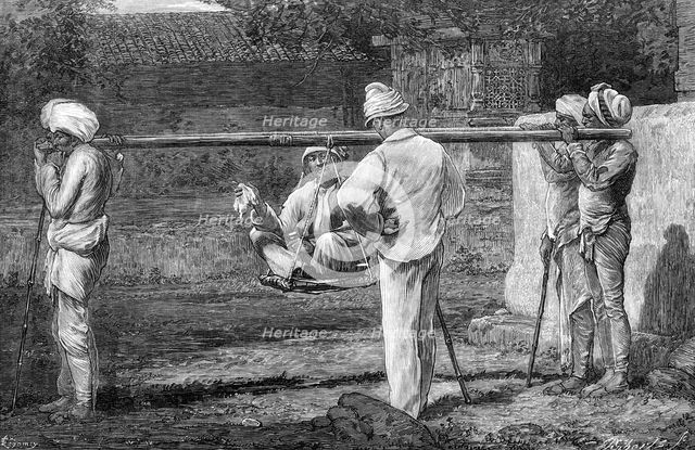 Native travelling in India, 1872. Creator: Charles Roberts.