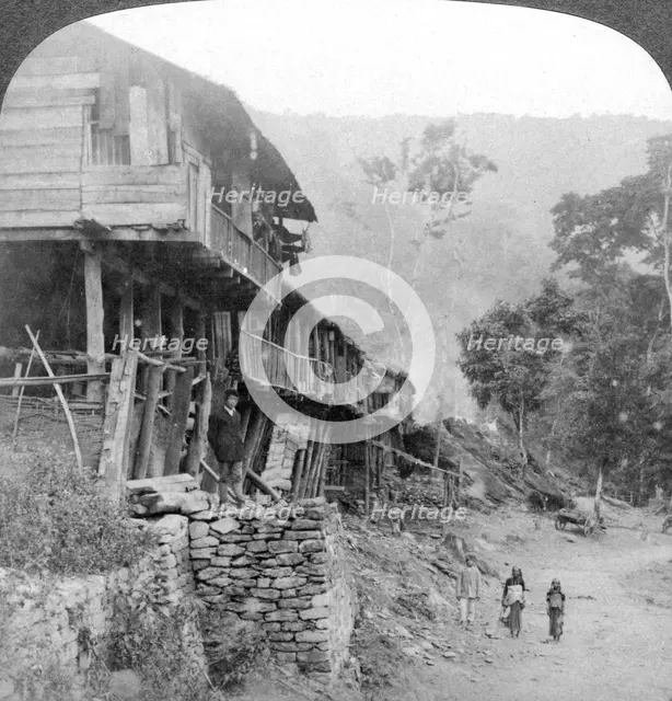 Native village, Teesta Bridge near Darjeeling, India, 1903. Artist: Underwood & Underwood