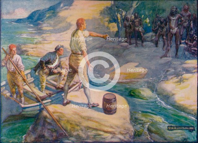 'Natives Gathered Round Them', c1908, (c1920).  Artist: Joseph Ratcliffe Skelton.