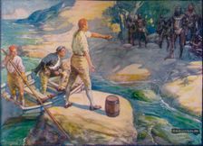 Natives Gathered Round Them c1908, (c1920). Artist: Joseph Ratcliffe Skelton