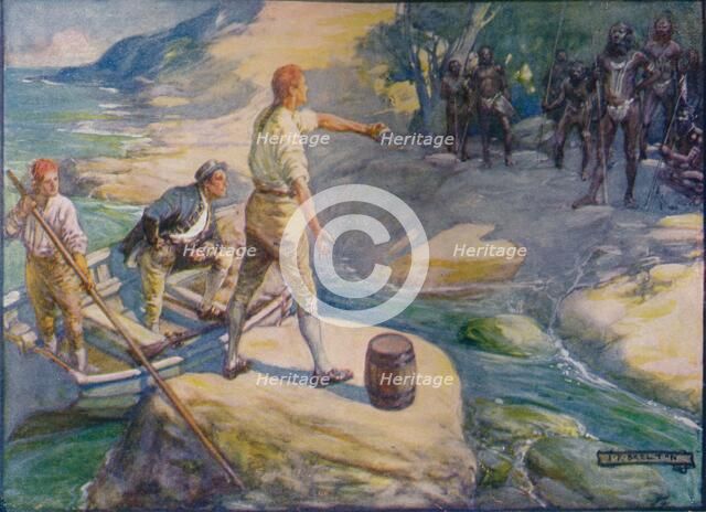 'Natives Gathered Round Them', c1908, (c1920).  Artist: Joseph Ratcliffe Skelton.