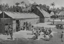Natives of the countryside training the fighting cocks, Philippines, 1883. Creator: Juan Comba García