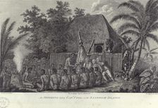 Natives of the Sandwich Islands, Hawaii, slaughtering swine before Captain Cook, c1778