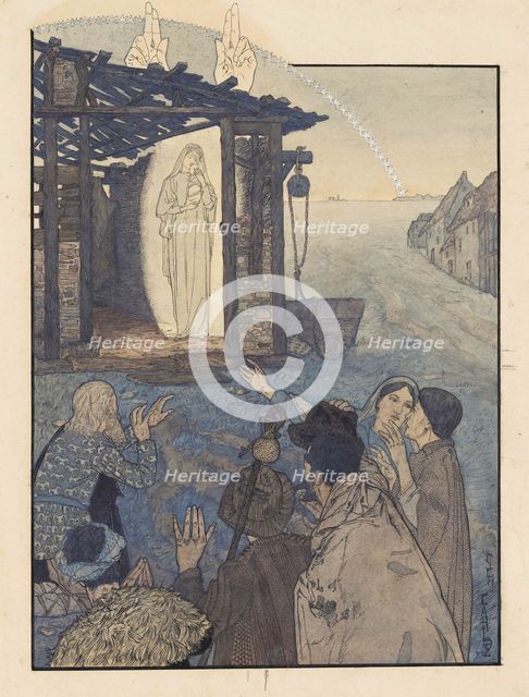 Nativity. Dawn Song (Study for the "Infancy Gospel of Our Lord Jesus Christ"), 1890. Creator: Schwabe, Carlos (1866-1926).