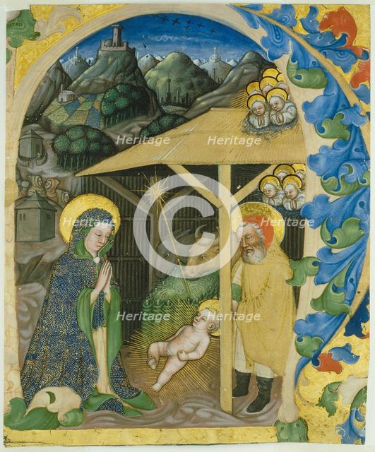 Nativity in an Initial H, 1430/40. Creator: Giovanni di Francia.