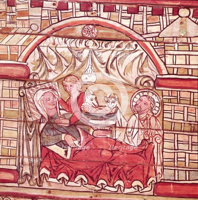 Nativity, Norwegian, 13th Century,  in the Stave Church at Al, Hallingdal.  Artist: Unknown.