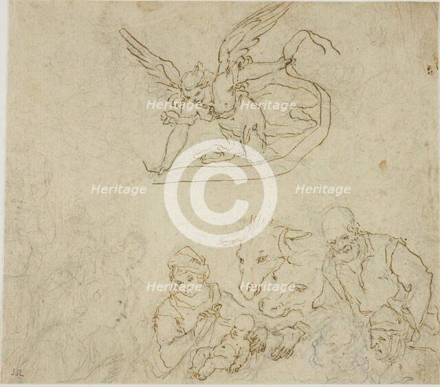 Nativity (recto); Virgin and Child, Angel (verso), 1570/1603. Creator: Filippo Bellini.