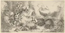 Nativity with God the Father and angels, ca. 1647-50. Creator: Giovanni Benedetto Castiglione