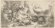 Nativity with God the Father and angels, ca. 1647-50. Creator: Giovanni Benedetto Castiglione