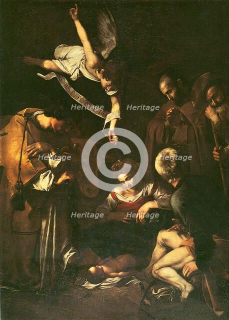 Nativity with St. Francis and St. Lawrence, 1609. Artist: Caravaggio, Michelangelo (1571-1610)