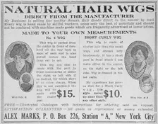Natural hair wigs; Direct from the manufacturer, 1918-1922. Creator: Unknown