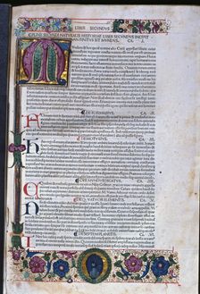 Natural History, an illuminated page of the Venice edition of 1478, a work by Pliny the Elder