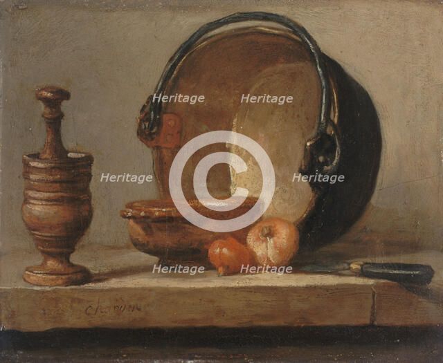Nature morte au chaudron de cuivre, c.1735. Creator: Jean-Simeon Chardin.