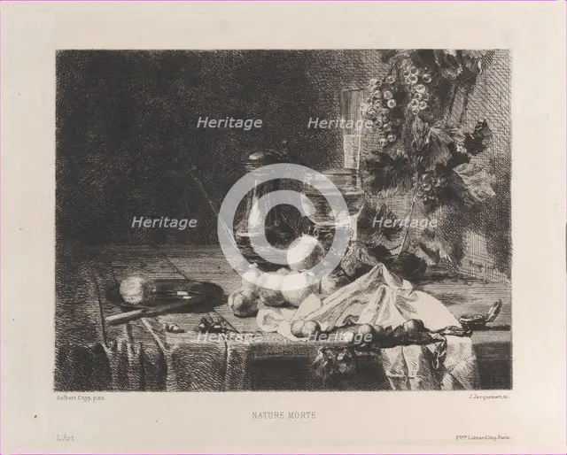 Nature Morte, after Abraham van Calraet, 1873. Creator: Jules-Ferdinand Jacquemart.