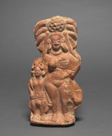 Nature Divinity (Yakshi) with Dwarf Hermaphrodite, c. 100 BC. Creator: Unknown