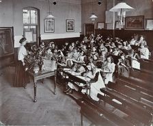 Nature lesson, Albion Street Girls School, Rotherhithe, London, 1908