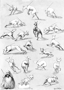 Nature's Fitful Moments: sketches at the Kennel Club Dog Show, 1890. Creator: Carl Hentschel