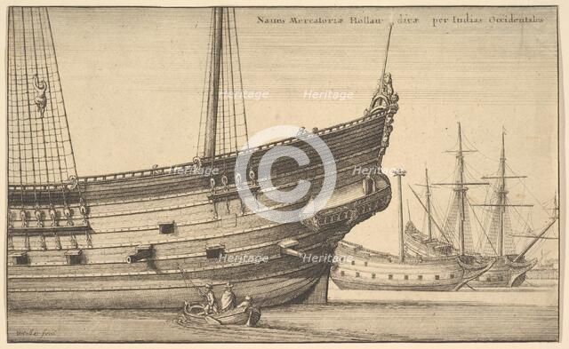 Naues Mercatoriæ Hollan [] dicæ per Indias Occidentales (Dutch West Indiaman), 1625-77. Creator: Wenceslaus Hollar.