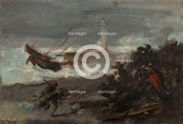 Naufrage dans le port de Dieppe, 1873. Creator: Jean-Baptiste Carpeaux.