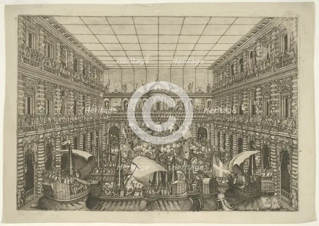 Naumachia in the Courtyard of Palazzo Pitti, 1592. Creator: Orazio Scarabelli.