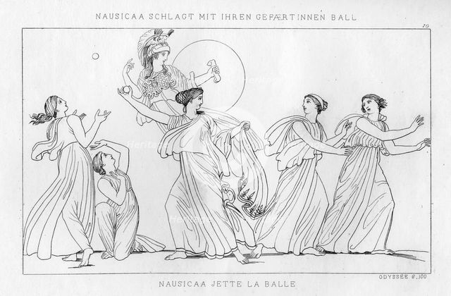 Nausicaa playing a ball game, c1833. Creator: Unknown.