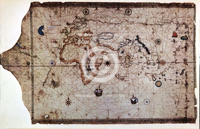 Nautical chart called 'King-Hamy', 1502, attributed to Amerigo Vespucci.