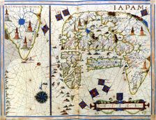 Nautical chart of Japan and Korea, 1568. Creator: Vaz Dourado, Fernão (c. 1520-c. 1580)