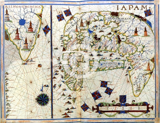 Nautical chart of Japan and Korea, 1568. Creator: Vaz Dourado, Fernão (c. 1520-c. 1580).