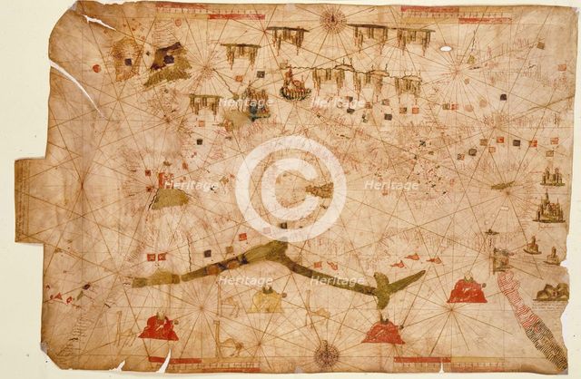 Nautical chart of the Mediterranean Sea, 1508.