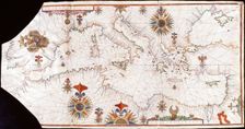 Nautical chart of the Mediterranean Sea, Early16th cen.. Creator: Anonymous master