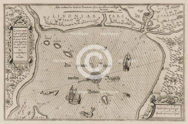 Nautical chart of the Gulf of Riga, Cartography. Creator: Waghenaer, Lucas Jansz. (1533/34-1606).